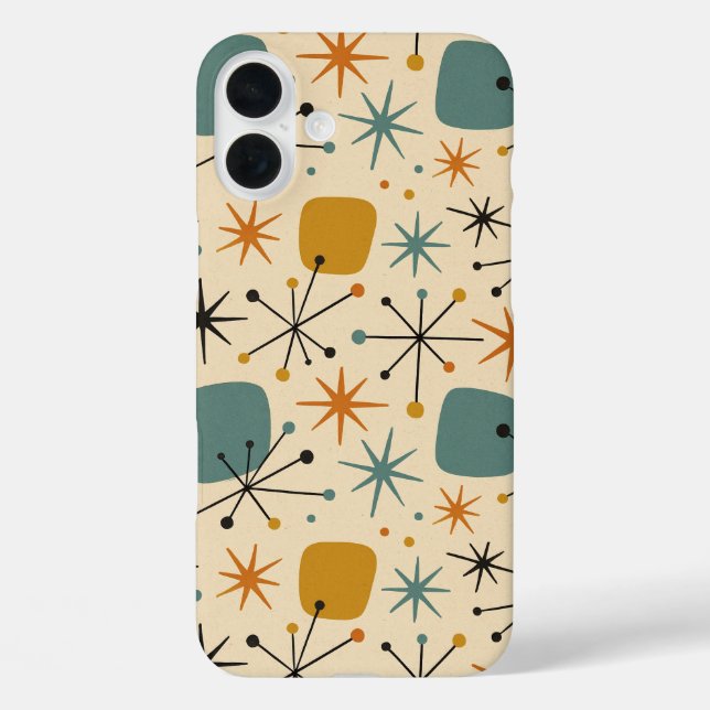 Funda iPhone 16 Plus Mid Century Modern Starburst Pattern (Reverso )