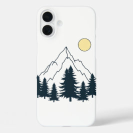 Funda iPhone 16 Plus Minimalist Forest and Mountain Phone Case
