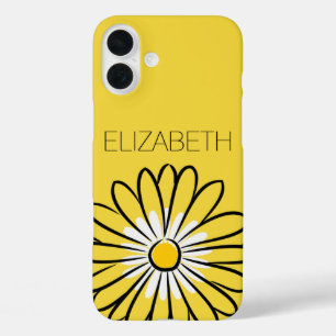 Funda iPhone 16 Plus Minimalista Elegante Moderno flor de Daisy y texto