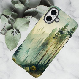 Funda iPhone 16 Plus Misty Woodland Evergreen Forest