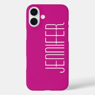 Funda iPhone 16 Plus Moda moderna Rosa caliente, Minimalista, nombre Ju