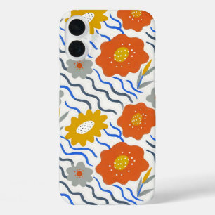 Funda iPhone 16 Plus Modern Abstract Flowers Boho Wavy