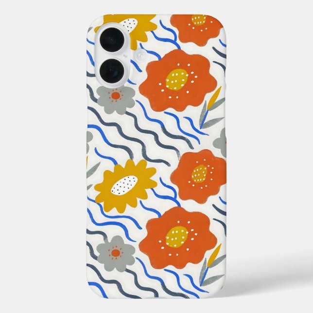 Funda iPhone 16 Plus Modern Abstract Flowers Boho Wavy (Reverso )