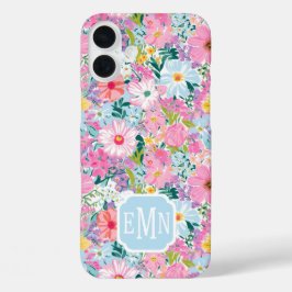 Funda iPhone 16 Plus Modern Colorful Garden Monogrammed