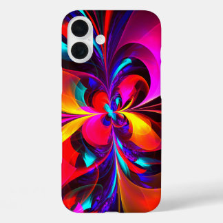 Funda iPhone 16 Plus Modern Floral Resumen Arte Patrón Azul Rojo #07