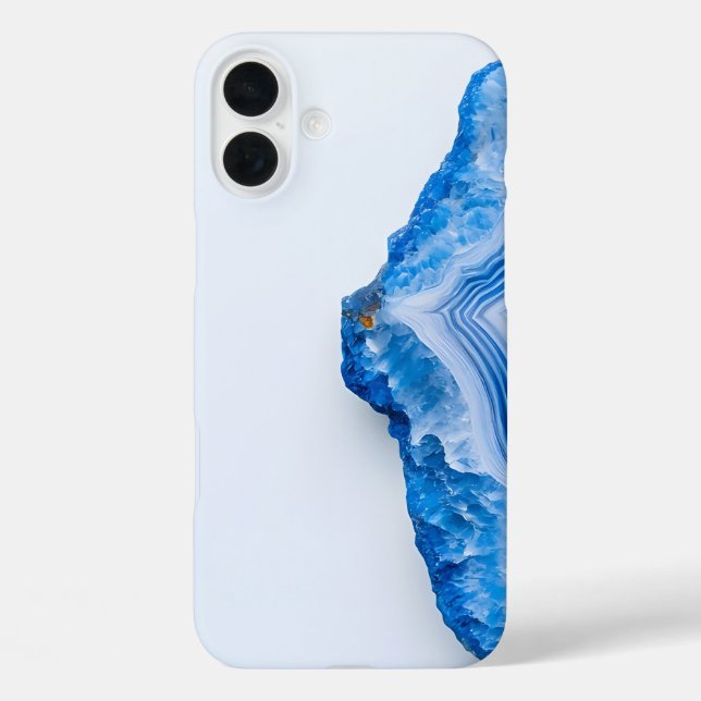 Funda iPhone 16 Plus Modern Stone Dusty Blue Marble (Reverso )