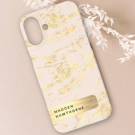Funda iPhone 16 Plus Moderna y elegante Moda de Relieve metalizado dora