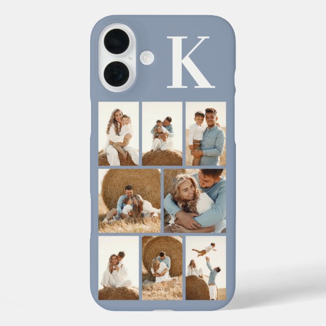 Funda iPhone 16 Plus Moderno 8 Azul Polvoriento Azul Claro (Reverso )