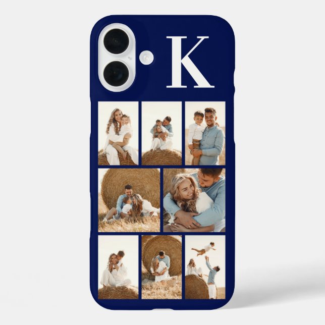 Funda iPhone 16 Plus Moderno 8 Foto Azul Marino (Reverso )