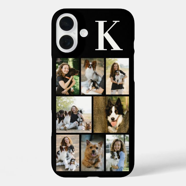 Funda iPhone 16 Plus Moderno 8 Foto Negro de Mascotas (Reverso )
