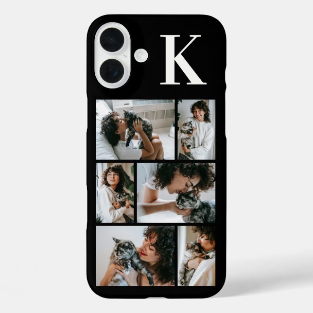 Funda iPhone 16 Plus Moderno Foto Negro 6 Mascotas (Reverso )