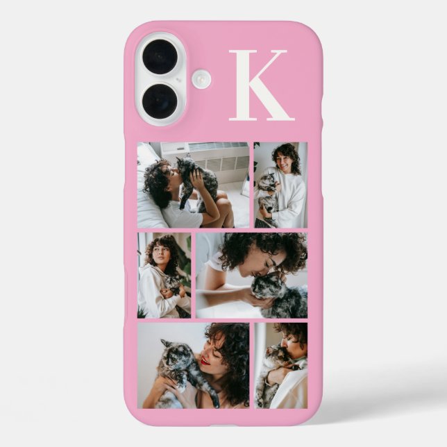 Funda iPhone 16 Plus Moderno Foto Rosa 6 Mascotas (Reverso )