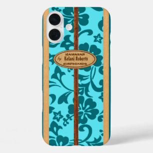 Funda iPhone 16 Plus Mokuleia Hawaii Faux Wood Monogram Surfboard Ca