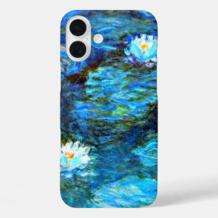 Funda iPhone 16 Plus Monet - Lilies de agua (azul)