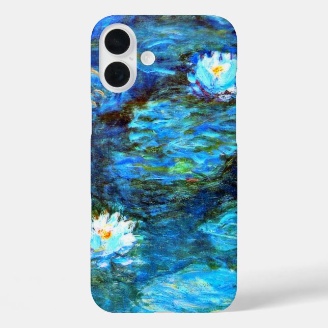 Funda iPhone 16 Plus Monet - Lilies de agua (azul) (Reverso )