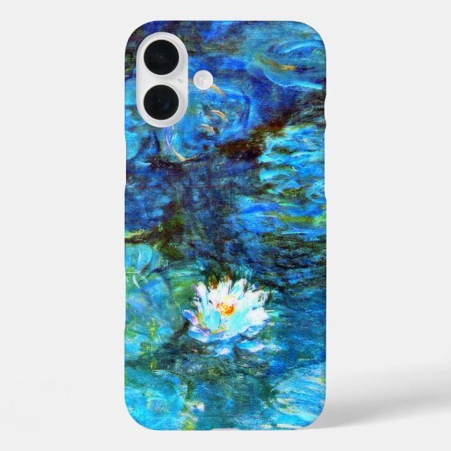 Funda iPhone 16 Plus Monet - Lilies de agua (azul) (Reverso )