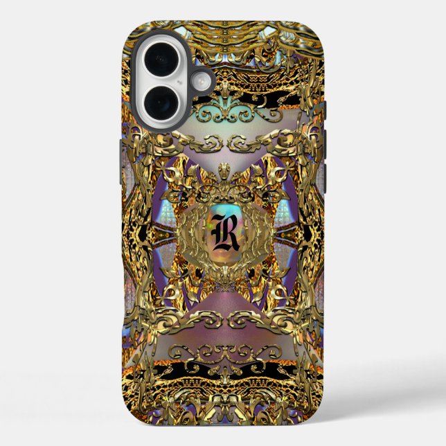 Funda iPhone 16 Plus Monograma de Bonito Très orné (Reverso )