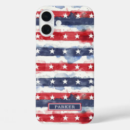 Funda iPhone 16 Plus Monograma de Estrellas y Franjas