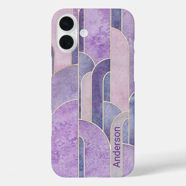 Funda iPhone 16 Plus Monograma de línea retro elegante moderna (Reverso )