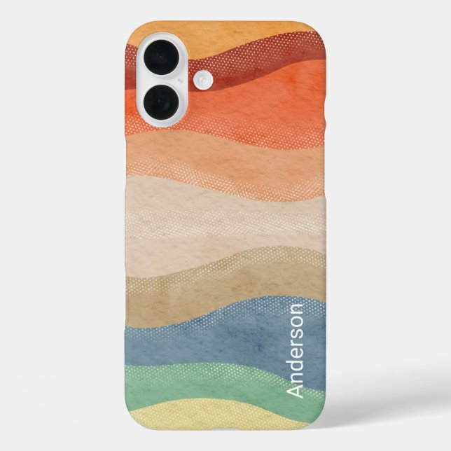 Funda iPhone 16 Plus Monograma de línea retro elegante moderna (Reverso )