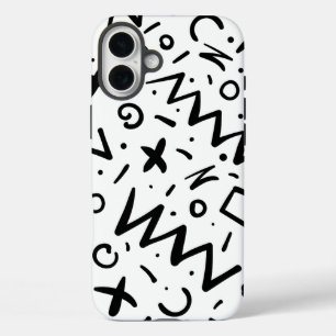 Funda iPhone 16 Plus Monograma de línea retro elegante moderna