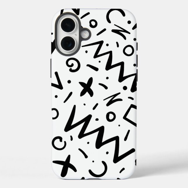 Funda iPhone 16 Plus Monograma de línea retro elegante moderna (Reverso )