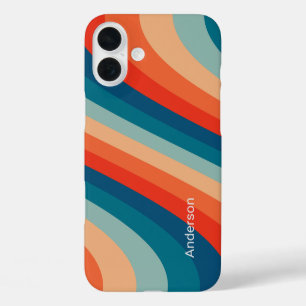 Funda iPhone 16 Plus Monograma de línea retro elegante moderna