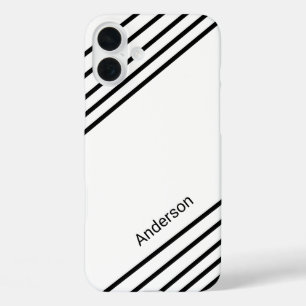 Funda iPhone 16 Plus Monograma de línea retro elegante moderna