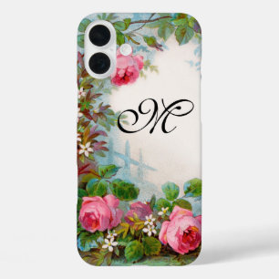 Funda iPhone 16 Plus MONOGRAMA DE rosas Y JASMINES