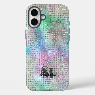Funda iPhone 16 Plus Monograma del patrón de estampado de diamante past