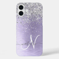 Monograma del Purpurina plateado Metalizado cepill