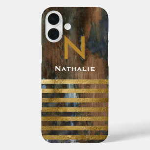 Funda iPhone 16 Plus monograma elegante personalizado y elegante de mod