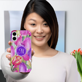 Funda iPhone 16 Plus Monograma Floral rosa