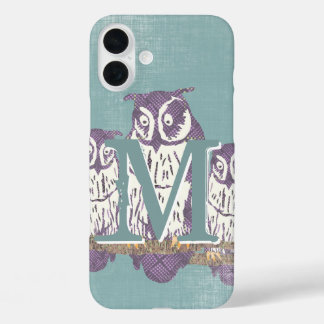 Funda iPhone 16 Plus Monograma personalizado de lechuza