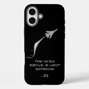 Funda iPhone 16 Plus Monogramado, poesía, volando, avión con humo