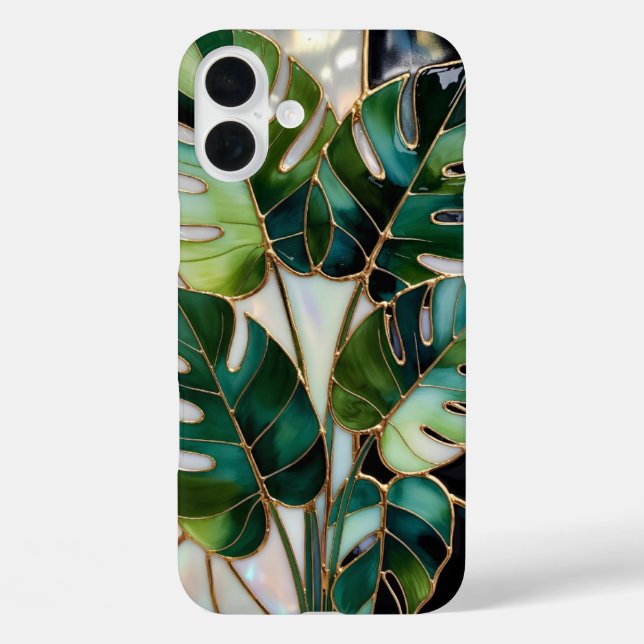 Funda iPhone 16 Plus Monstera Leaf Aesthetic Phone Case Green (Reverso )