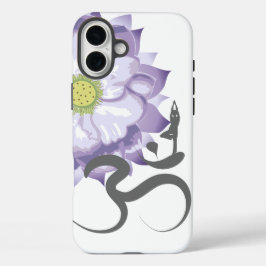 Funda iPhone 16 Plus Morado Lotus Flor Yoga & Om/Aum Zen Calligraphy