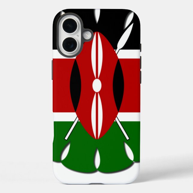 Funda iPhone 16 Plus Motif keniano redondo: Símbolo nacional (Reverso )