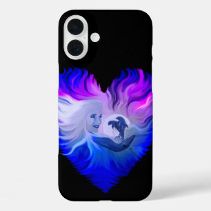 Funda iPhone 16 Plus Mujer con delfines a la luz de la luna