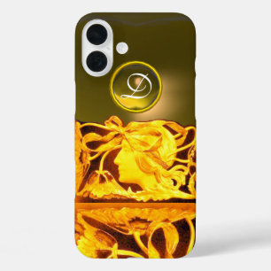 FUNDA iPhone 16 PLUS MUJER ELEGANTE BELLEZA JOYA /SEÑORA, LAZO AZUL, FL