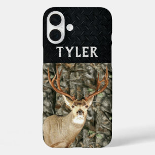 Funda iPhone 16 Plus Mule Deer Camo Caza Nombre Antlers Buck