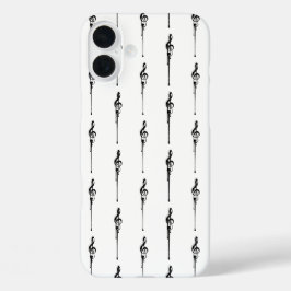 Funda iPhone 16 Plus Música Motif Melding Treble Clef Black and White