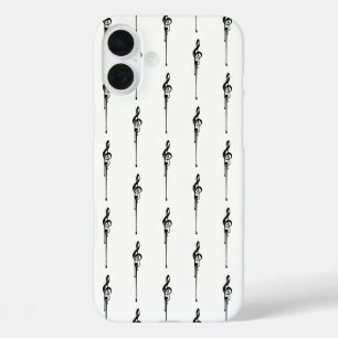 Funda iPhone 16 Plus Música Motif Melding Treble Clef Black and White