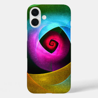 Funda iPhone 16 Plus Naranja azul Patrón de arte de resumen moderno ros