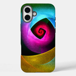 Funda iPhone 16 Plus Naranja azul Patrón de arte de resumen moderno ros