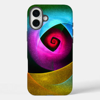 Funda iPhone 16 Plus Naranja azul Patrón de arte de resumen moderno ros