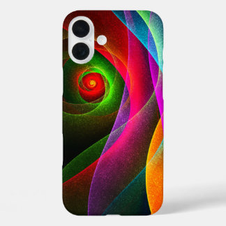 Funda iPhone 16 Plus Naranja Verde Rojo Patrón de arte abstracto modern