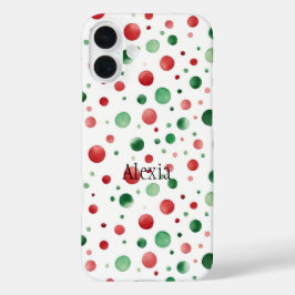 Funda iPhone 16 Plus Navidad de puntos rojos blancos y verdes