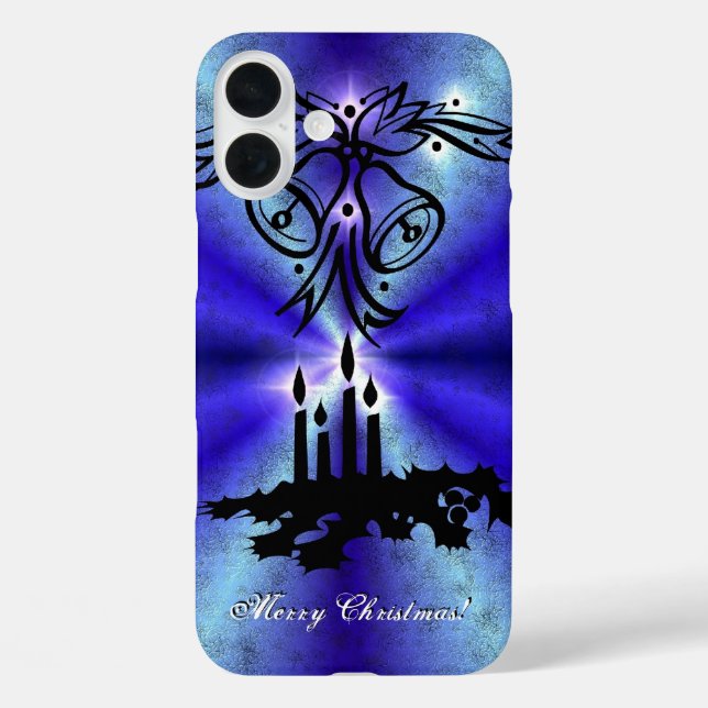 Funda iPhone 16 Plus Navidades Artdeco en arcoiris verde azul (Reverso )