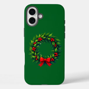 Funda iPhone 16 Plus Navidades con cable para iPhone Funda-Mate Red Bow